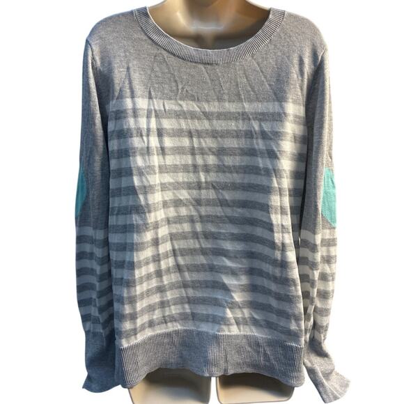 Time and Tru Gray and White Striped Sweater Size XL Aqua Heart Pre-owned - Picture 2 of 7